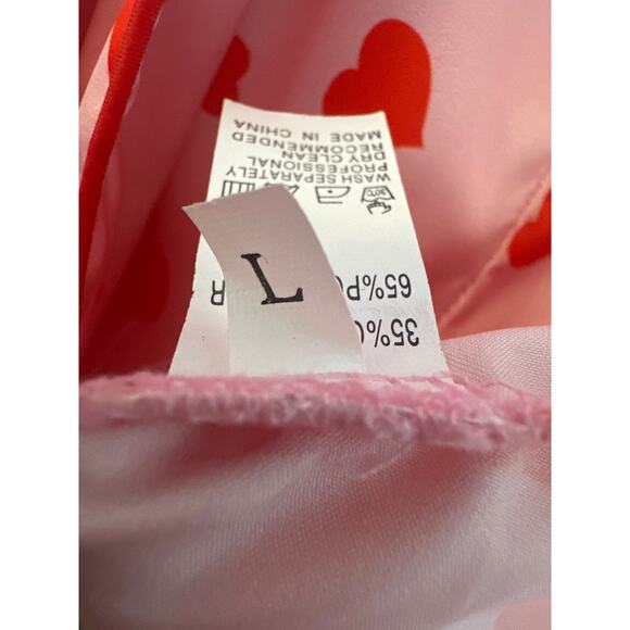 Red heart printed feather pajamas top & pants casual set silk pajamas - Picture 5 of 5